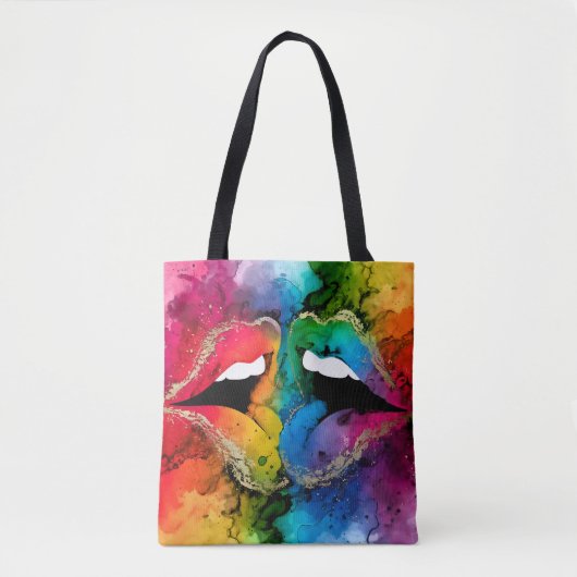 Levendige Abstracte lippen Tote Bag (Voorkant)