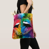 Levendige Abstracte lippen Tote Bag (Dichtbij)