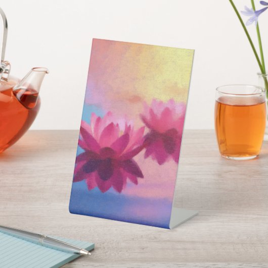 Levendige Abstracte lotusbloemen Reclamebord Met Voetstuk (Insitu)