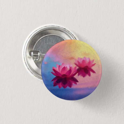 Levendige Abstracte lotusbloemen Ronde Button 3,2 Cm (Voorkant /achterkant)