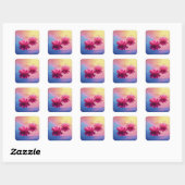 Levendige Abstracte lotusbloemen Vierkante Sticker (Vel)