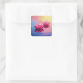 Levendige Abstracte lotusbloemen Vierkante Sticker (Tas)