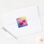 Levendige Abstracte lotusbloemen Vierkante Sticker (Envelop)