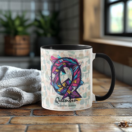 Levendige Abstracte Monogrammok - Q voor Quentin Mok