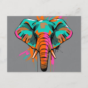 Levendige Abstracte olifant met vet Blauwgroen Briefkaart