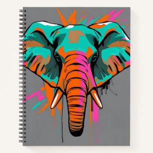 Levendige Abstracte olifant met vet Blauwgroen Notitieboek