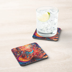 Levendige Abstracte Ontwerp Drank Coaster Bier Onderzetter