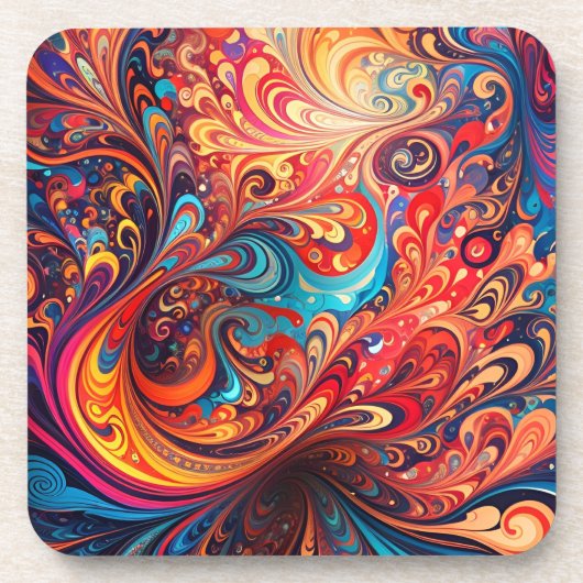 Levendige Abstracte Ontwerp Drank Coaster Bier Onderzetter (Voorkant)