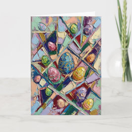 Levendige Abstracte Paaseieren Impasto Olie Schild Feestdagen Kaart