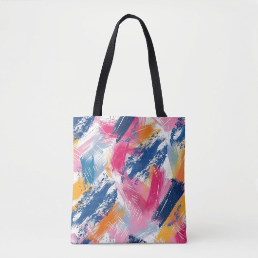 Levendige Abstracte penseelstreek Canvas tas (Voorkant)