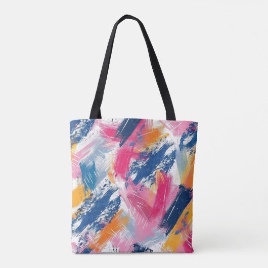 Levendige Abstracte penseelstreek Canvas tas (Achterkant)