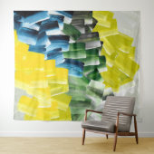 Levendige Abstracte penseelstreken Geel, Groen & B Wandkleed (In Situ (horizontaal))