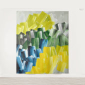 Levendige Abstracte penseelstreken Geel, Groen & B Wandkleed (Voorkant)