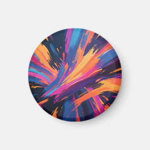 Levendige Abstracte Penseelstreken Kleurexplosie Magneet