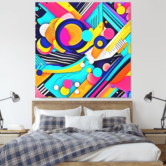 Levendige Abstracte Pop Art Canvas Afdruk (Insitu (Slaapkamer))