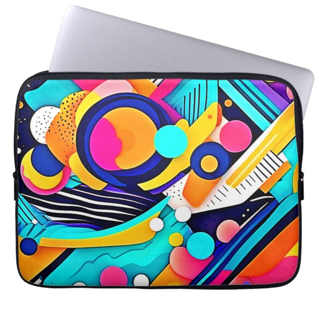 Levendige Abstracte Pop Art Laptop Sleeve (Voorkant)