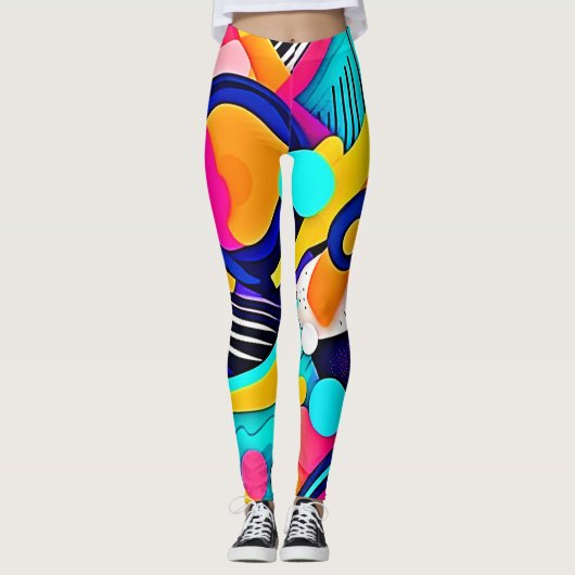 Levendige Abstracte Pop Art Leggings (Voorkant)