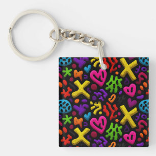 Levendige Abstracte Pop Art Naadloos Patroon Sleutelhanger