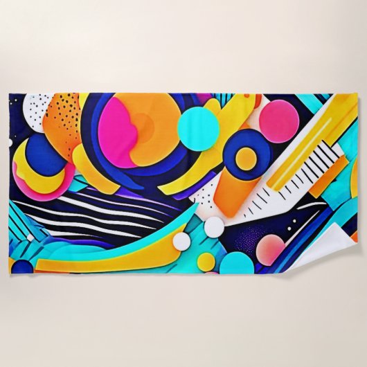 Levendige Abstracte Pop Art Strandlaken (Voorkant)