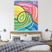Levendige Abstracte Regenboogwerveling met Gelaagd Canvas Afdruk (Insitu (Slaapkamer))
