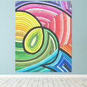 Levendige Abstracte Regenboogwerveling met Gelaagd Canvas Afdruk (Insitu (Houten vloer))