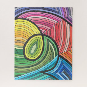 Levendige Abstracte Regenboogwerveling met Gelaagd Legpuzzel