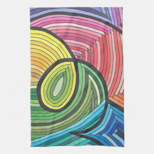 Levendige Abstracte Regenboogwerveling met Gelaagd Theedoek