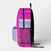 Levendige Abstracte Roze en Paarse Strepen Art Bedrukte Rugzak (Rechts)