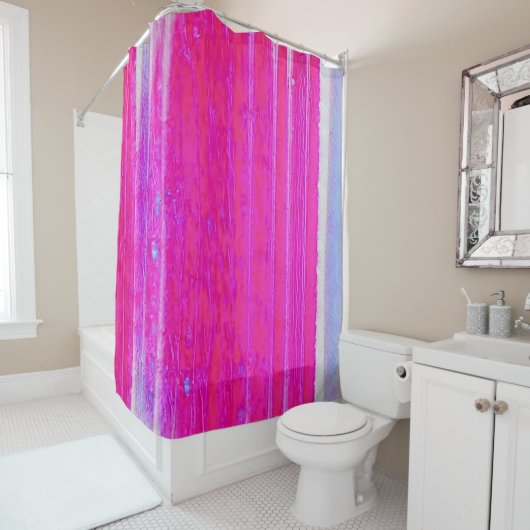 Levendige Abstracte Roze en Paarse Strepen Art Douchegordijn (In situ)