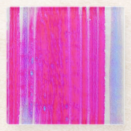 Levendige Abstracte Roze en Paarse Strepen Art Glazen Onderzetter