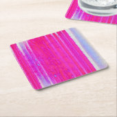 Levendige Abstracte Roze en Paarse Strepen Art Kartonnen Onderzetters (Schuin)