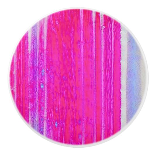 Levendige Abstracte Roze en Paarse Strepen Art Keramische Knop (Voorkant)