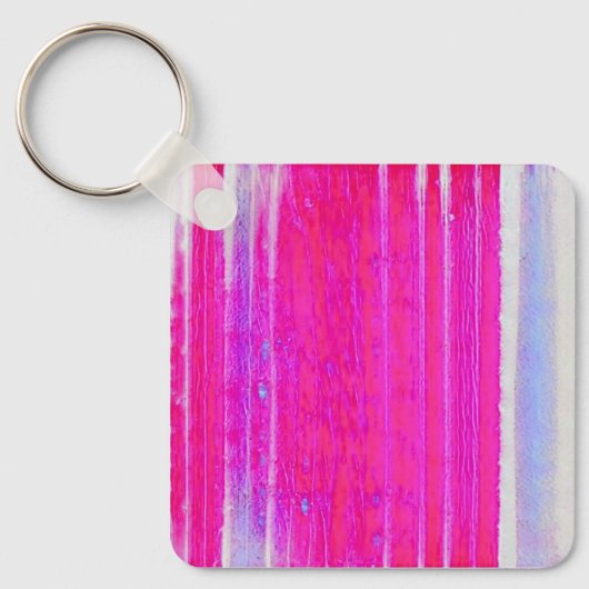 Levendige Abstracte Roze en Paarse Strepen Art Sleutelhanger (Voorkant)