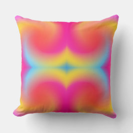 Levendige Abstracte Roze Geel Blauw Swirl Art Kussen