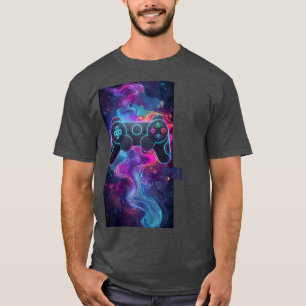 Levendige Abstracte Ruimte Gamecontroller T-Shirt