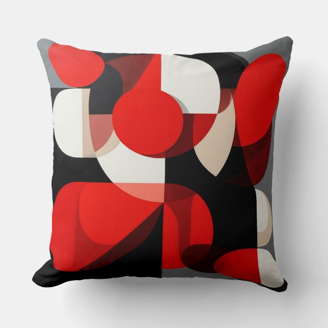 Levendige Abstracte Schildering met Geometrische V Kussen (Voorkant)