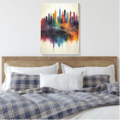 Levendige Abstracte Skyline Cityscape Art Canvas Afdruk (Insitu (Slaapkamer))