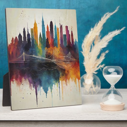 Levendige Abstracte Skyline Cityscape Art Fotoplaat (Zijkant)