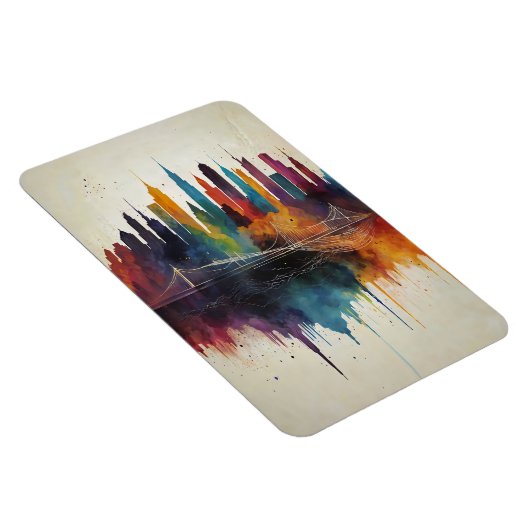 Levendige Abstracte Skyline Cityscape Art Magneet (Rechterzijde)