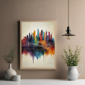 Levendige Abstracte Skyline Cityscape Art Poster
