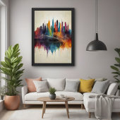 Levendige Abstracte Skyline Cityscape Art Poster