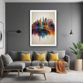 Levendige Abstracte Skyline Cityscape Art Poster