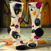 Levendige Abstracte Sokken in Magenta, Sinaasappel