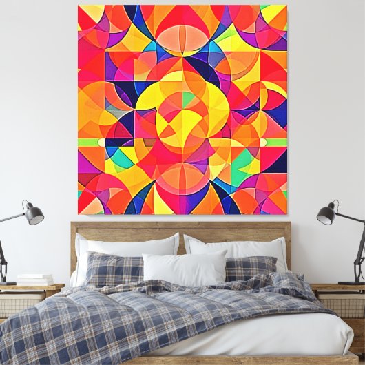 Levendige Abstracte symmetriearts Canvas Afdruk (Insitu (Slaapkamer))