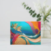 Levendige Abstracte Tropische Strand Scène Briefkaart (Staand voorkant)