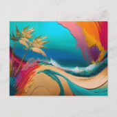 Levendige Abstracte Tropische Strand Scène Briefkaart (Voorkant)