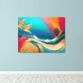 Levendige Abstracte Tropische Strand Scène Canvas Afdruk (Insitu (Houten vloer))
