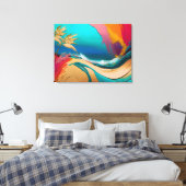 Levendige Abstracte Tropische Strand Scène Canvas Afdruk (Insitu (Slaapkamer))