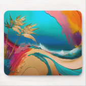Levendige Abstracte Tropische Strand Scène Muismat (Voorkant)
