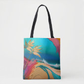 Levendige Abstracte Tropische Strandscène Tote Bag (Voorkant)